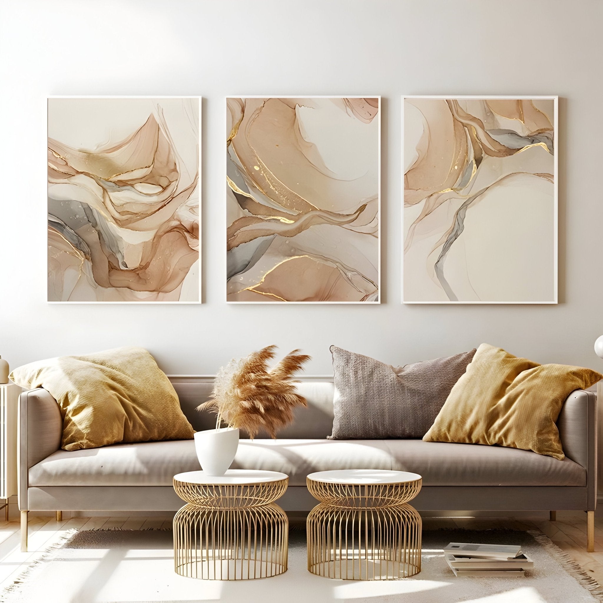 Beige Marble Canvases - Catrín Decor