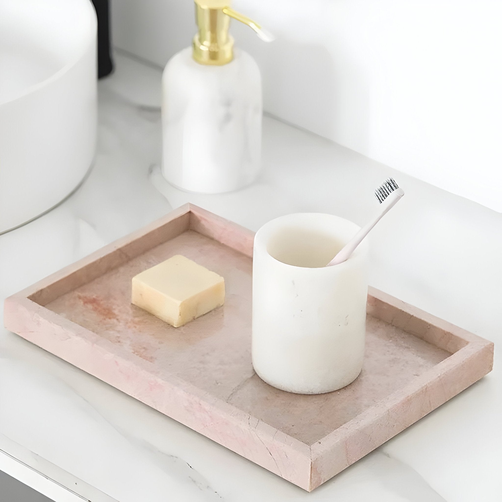 Dusty Pink Marble Tray - Catrín Decor