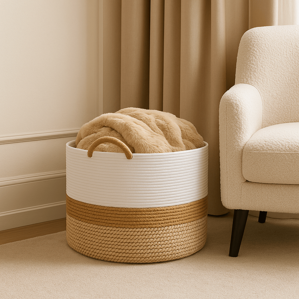 Handwoven Blanket Basket - Catrín Decor
