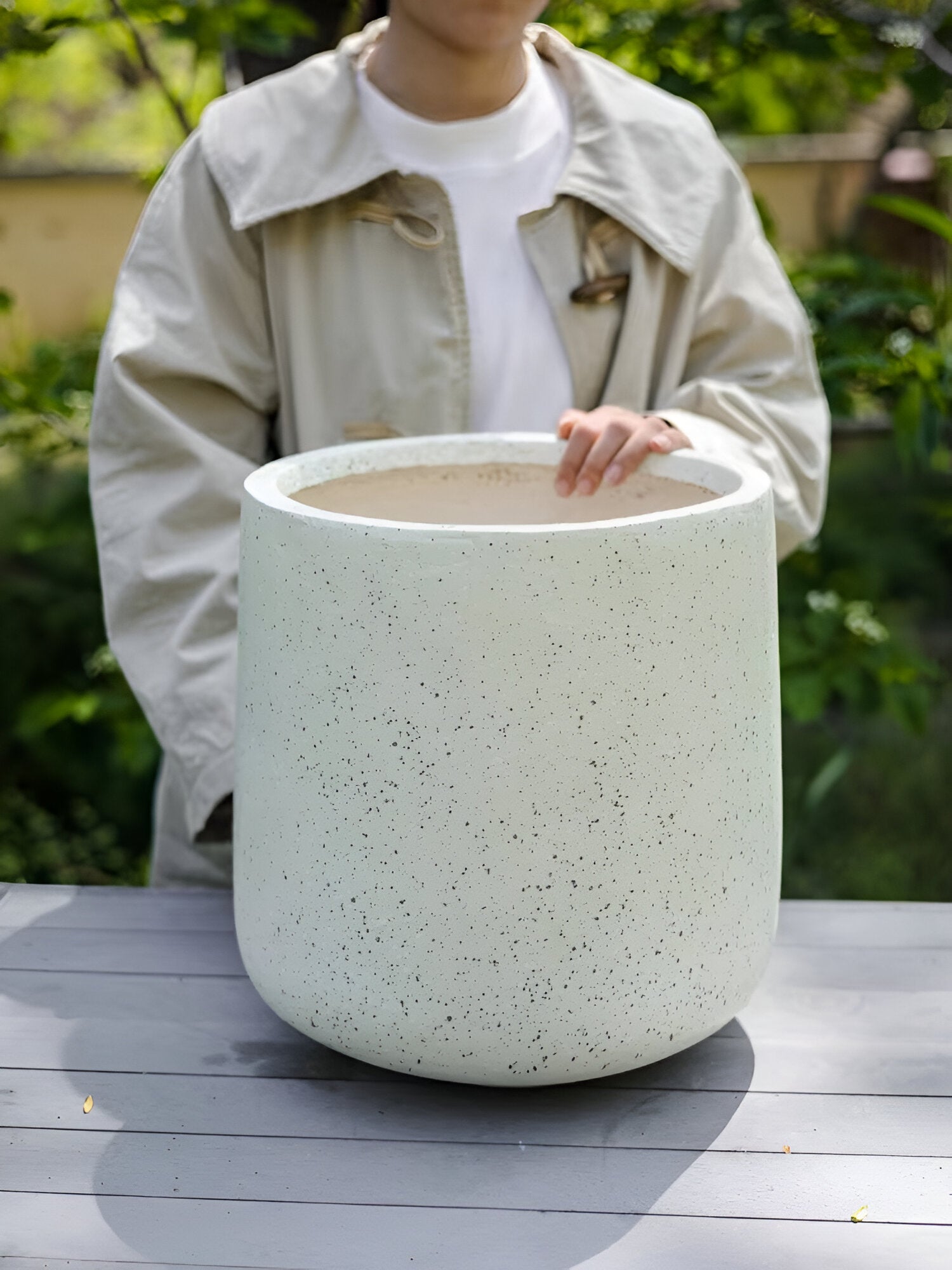 Large Cream Flower Pot - Catrín Decor